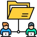 File sharing, Telecommuting or remote work icon, vector illustration