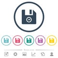 File size flat color icons in round outlines