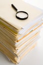 File Stack and Magnifying Glass