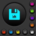 File statistics dark push buttons with color icons