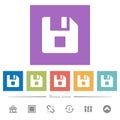 File stop flat white icons in square backgrounds
