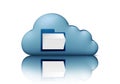 File storage. Blue cloud with folder. 3d illustration computer icon isolated on white. Cloud computing concept