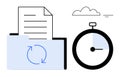 File Synchronization Concept with Document Folder and Timer for Efficient Cloud Data Management Royalty Free Stock Photo