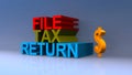 File tax return on blue