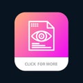 File, Text, Eye, Computing Mobile App Button. Android and IOS Line Version Royalty Free Stock Photo