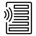 File text icon outline vector. Academic student audio