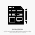 File, Text, Pencil, Education Solid Black Glyph Icon Royalty Free Stock Photo