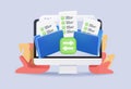 File transfer concept. Two folder with document and files transfering. 3d vector illustration. File transfer. 3D icon Royalty Free Stock Photo