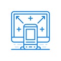 File transfer from electronic devices vector line icon. Online technology for loading user information smart gadgets.