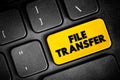 File Transfer - exchange of data files between computer systems, text concept button on keyboard Royalty Free Stock Photo