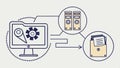 File transfer process on computer, data migration concept vector design Generative AI Royalty Free Stock Photo