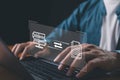 File Transfer Protocol files receiver and computer, transfer data between folder, Backup data, Exchange of file on folder, Send Royalty Free Stock Photo