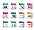 File type black icons as labels - graphics, coding Royalty Free Stock Photo