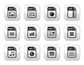 File type black icons on modern grey buttons set Royalty Free Stock Photo