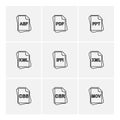 file type , files , documents , eps icons set vector Royalty Free Stock Photo