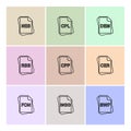 file type , files , documents , eps icons set vector Royalty Free Stock Photo