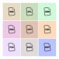 file type , files , documents , eps icons set vector