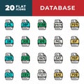 File type flat icons set. document files format symbol icon. txt, acc, xml, csv and mdb. Vector Illustration Royalty Free Stock Photo