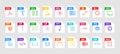 File Type icon set. Popular files format and document. Format and extension of documents. Set of graphic templates audio