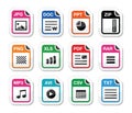 File type icons as labels set - zip, pdf, jpg, doc Royalty Free Stock Photo