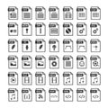 File type icons. Files format icon set in black and white