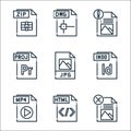 file type line icons. linear set. quality vector line set such as file, html file, mp indd jpg dwg