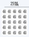 25 File Type Outline icons Pack vector illustration