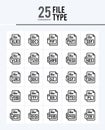 25 File Type Outline icons Pack vector illustration Royalty Free Stock Photo