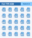 25 File Type. Two Color icons Pack. vector illustration Royalty Free Stock Photo