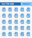 25 File Type. Two Color icons Pack. vector illustration Royalty Free Stock Photo