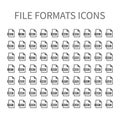 File type vector icons. File format icon set, files buttons.