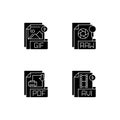 File types black glyph icons set on white space Royalty Free Stock Photo