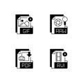 File types black linear icons set Royalty Free Stock Photo