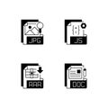 File types black linear icons set Royalty Free Stock Photo
