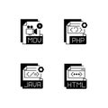 File types black linear icons set Royalty Free Stock Photo