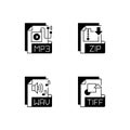 File types black linear icons set