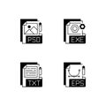 File types black linear icons set Royalty Free Stock Photo