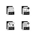 File types black linear icons set Royalty Free Stock Photo