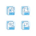 File types blue RGB color icons set