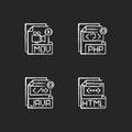 File types chalk white icons set on black background Royalty Free Stock Photo