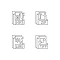 File types pixel perfect linear icons set Royalty Free Stock Photo