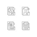 File types pixel perfect linear icons set Royalty Free Stock Photo