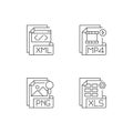 File types pixel perfect linear icons set Royalty Free Stock Photo