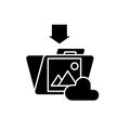 File upload black icon, vector sign on isolated background. File upload concept symbol, illustration Royalty Free Stock Photo