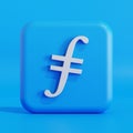 Filecoin cryptocurrency symbol logo 3d illustration