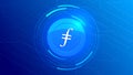 Filecoin FIL coin banner. FIL coin cryptocurrency concept banner background.