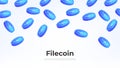 Filecoin FIL coin falling from the sky. FIL cryptocurrency concept banner background