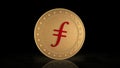 Filecoin FIL cryptocurrency golden coin 3d