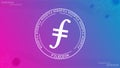 Filecoin FIL cryptocurrency vector illustration banner.