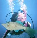 A Filefish Checks Out a Diver in the Florida Keys